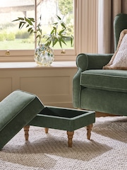 Relaxed Chenille Forest Green Sherlock Storage Footstool - Image 2 of 7