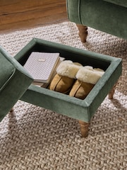 Relaxed Chenille Forest Green Sherlock Storage Footstool - Image 5 of 7