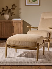 Fine Chenille Easy Clean Sand Beige Hampton Wooden Stool - Image 1 of 7