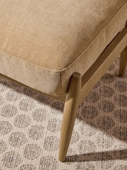 Fine Chenille Easy Clean Sand Beige Hampton Wooden Stool - Image 2 of 7