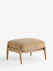 Fine Chenille Easy Clean Sand Beige Hampton Wooden Stool - Image 5 of 7