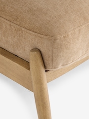 Fine Chenille Easy Clean Sand Beige Hampton Wooden Stool - Image 6 of 7