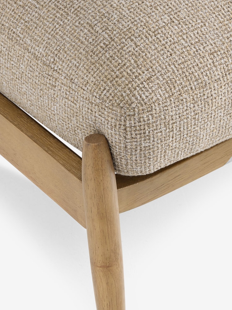 Textured Boucle Weave Mid Natural Hampton Wooden Stool - Image 2 of 7