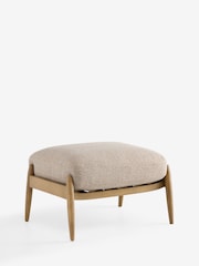 Textured Boucle Weave Mid Natural Hampton Wooden Stool - Image 6 of 7
