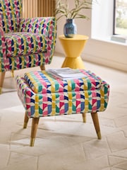 Broken Geo Chenille Pink Wilson Storage Footstool - Image 1 of 10