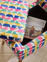 Broken Geo Chenille Pink Wilson Storage Footstool - Image 2 of 10