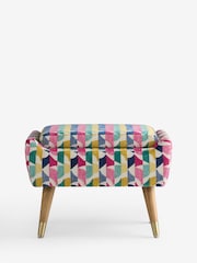 Broken Geo Chenille Pink Wilson Storage Footstool - Image 8 of 10