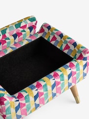 Broken Geo Chenille Pink Wilson Storage Footstool - Image 9 of 10