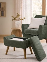 Relaxed Chenille Cord Forest Green Wilson Storage Footstool - Image 2 of 10