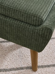 Relaxed Chenille Cord Forest Green Wilson Storage Footstool - Image 3 of 10