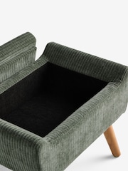 Relaxed Chenille Cord Forest Green Wilson Storage Footstool - Image 9 of 10