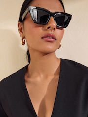 Friends Like These Black Narrow Cateye Sunglasses - Image 1 of 7