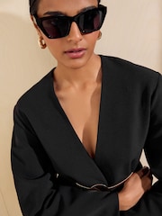 Friends Like These Black Narrow Cateye Sunglasses - Image 2 of 7