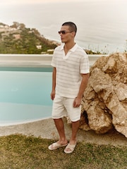 MAUVAIS White Romano Stripe Polo Shorts - Image 4 of 5