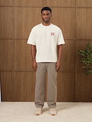 MAUVAIS Cream Embroidered Monogram Script in Ecru T-Shirt - Image 1 of 5