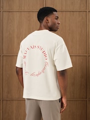 MAUVAIS Cream Embroidered Monogram Script in Ecru T-Shirt - Image 3 of 5