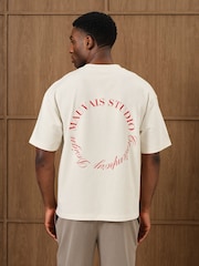 MAUVAIS Cream Embroidered Monogram Script in Ecru T-Shirt - Image 4 of 5