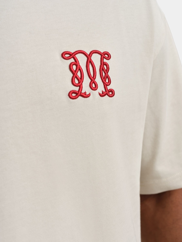 MAUVAIS Cream Embroidered Monogram Script in Ecru T-Shirt - Image 5 of 5 MAUVAIS Cream Embroidered Monogram Script in Ecru T-Shirt - Image 5 of 5