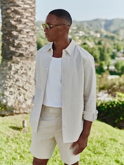 MAUVAIS Natural Balencio Embroidered Stripe Shirt - Image 3 of 8