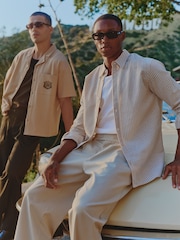 MAUVAIS Natural Balencio Embroidered Stripe Shirt - Image 6 of 8