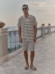 MAUVAIS Brown Romano Stripe Polo Shirt - Image 10 of 13