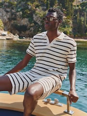 MAUVAIS Brown Romano Stripe Polo Shirt - Image 7 of 7