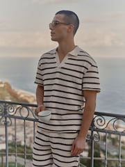 MAUVAIS Brown Romano Stripe Polo Shirt - Image 9 of 13