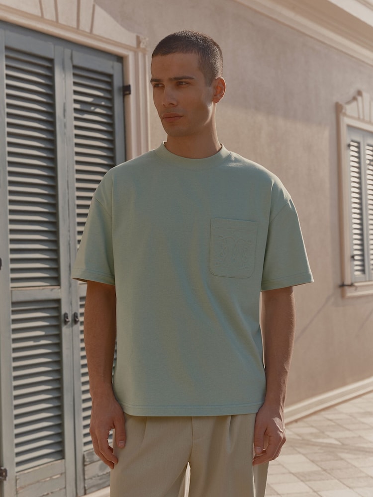 Мятный зеленый - Футболка с тиснением на кармане и Monogram MAUVAIS - Изображение 2 6