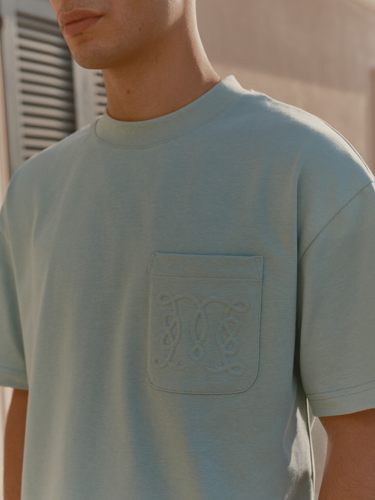 Мятный зеленый - Футболка с тиснением на кармане и Monogram MAUVAIS - Изображение 6 6