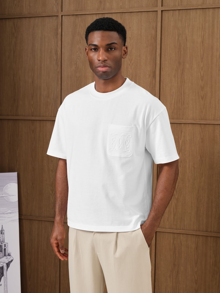 Белый - Футболка с тиснением на кармане и Monogram MAUVAIS - Изображение 1 6