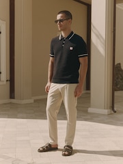 MAUVAIS Black Riviera Knit Rib Polo Shirt - Image 4 of 7