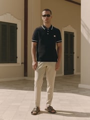 MAUVAIS Black Riviera Knit Rib Polo Shirt - Image 5 of 7