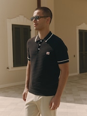 MAUVAIS Black Riviera Knit Rib Polo Shirt - Image 7 of 7