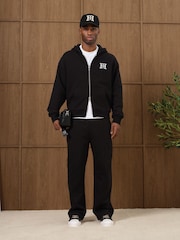 MAUVAIS Black Embroidered Monogram Zip Through Hoodie - Image 2 of 5