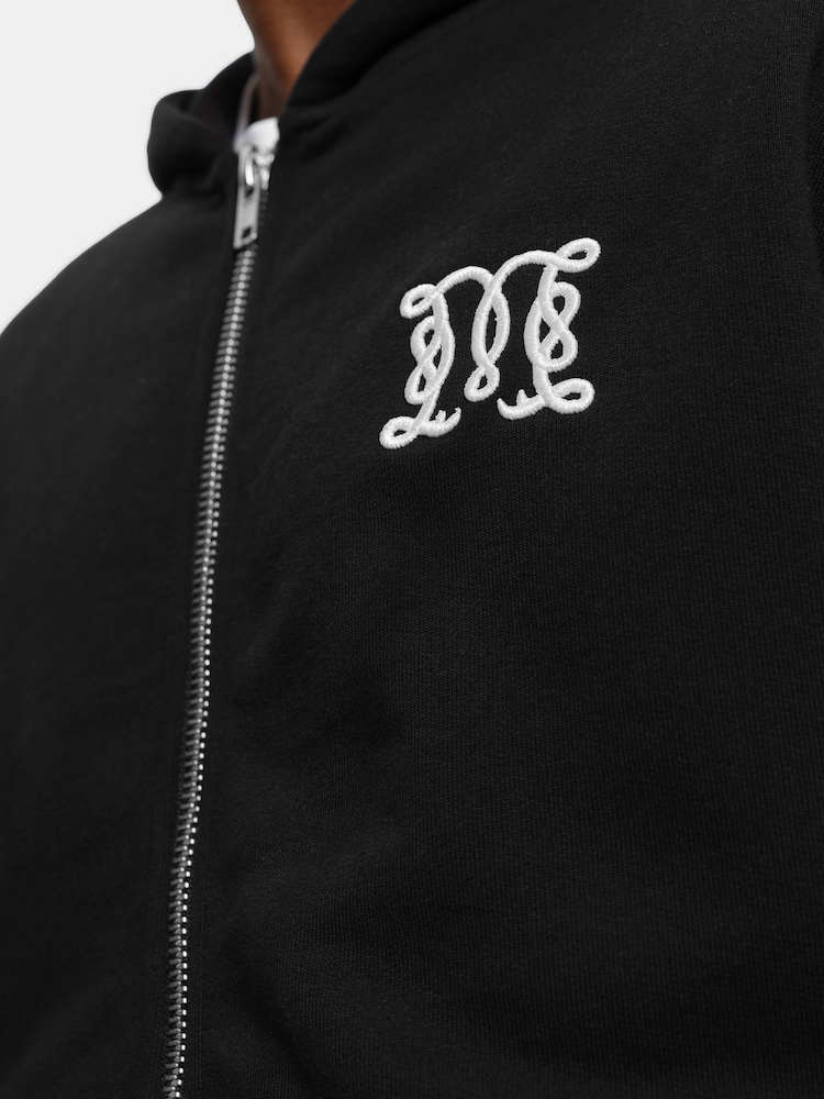 MAUVAIS Black Embroidered Monogram Zip Through Hoodie - Image 5 of 5