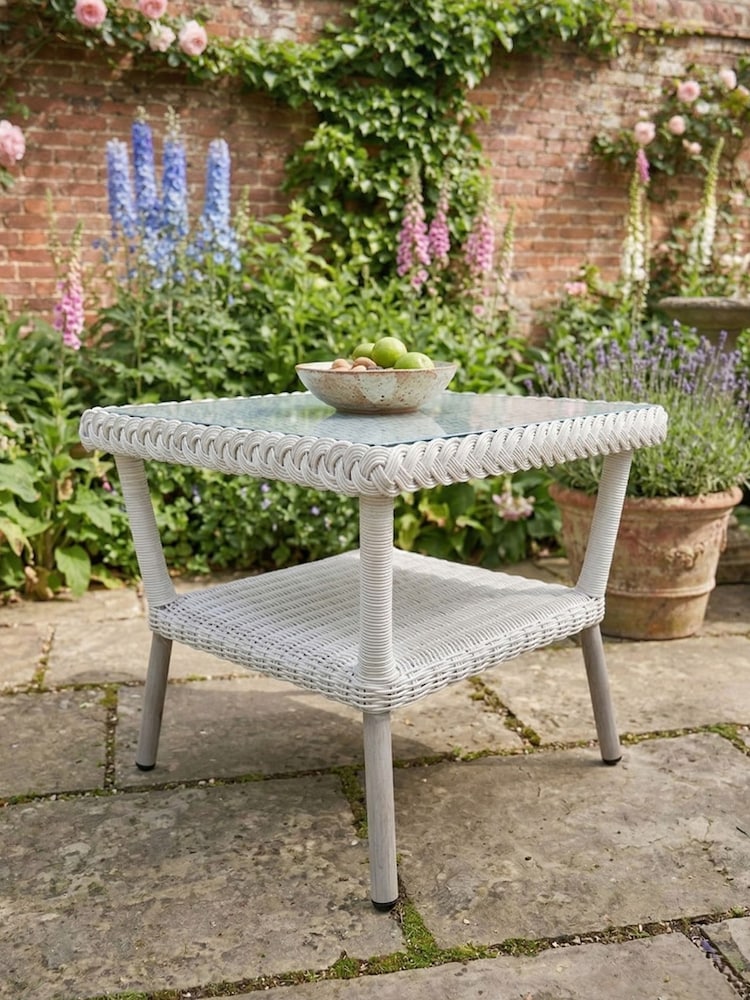 Daro Antique White Wash Cebu Garden Side Table - Image 1 of 3 Daro Antique White Wash Cebu Garden Side Table - Image 1 of 3