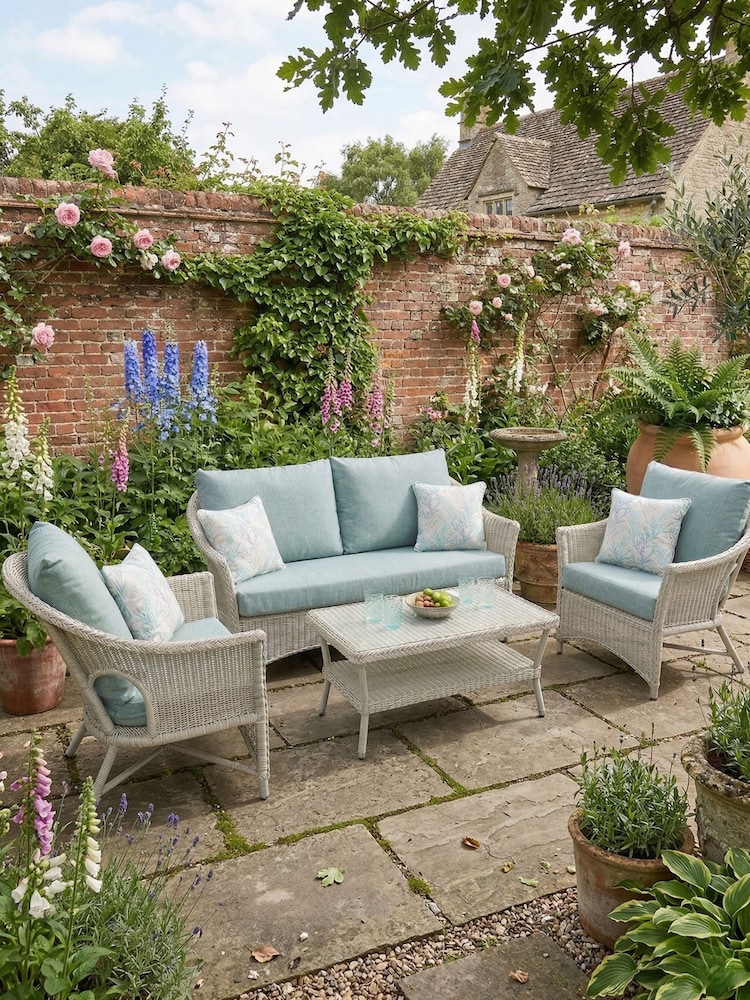 Daro 4 Piece Antique White Wash Cebu Garden Lounging Set with Table - Image 1 of 6 Daro 4 Piece Antique White Wash Cebu Garden Lounging Set with Table - Image 1 of 6