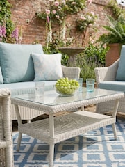 Daro 4 Piece Antique White Wash Cebu Garden Lounging Set with Table - Image 5 of 6