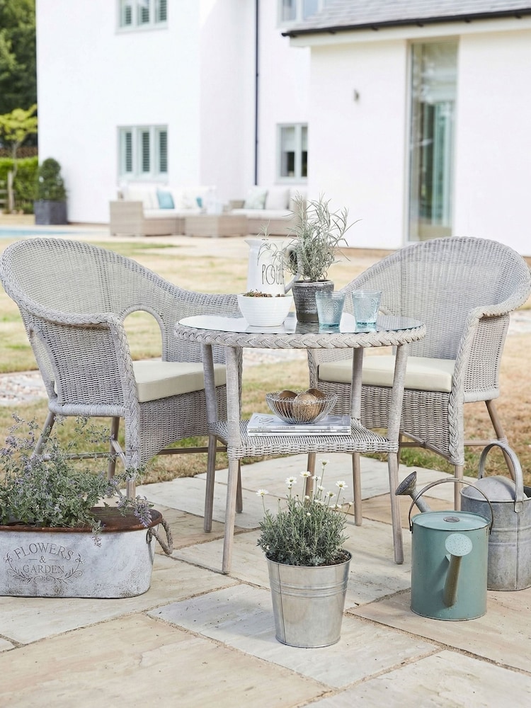 Daro Antique White Wash Cebu Stackable Garden 2 Seat Bistro Set - Image 1 of 4 Daro Antique White Wash Cebu Stackable Garden 2 Seat Bistro Set - Image 1 of 4