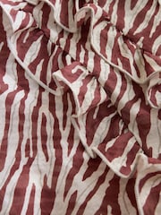 Chocolate/Ecru Zebra Print Ruffle Detail Long Sleeve Blouse - Image 6 of 8