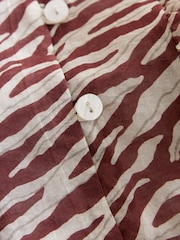 Chocolate/Ecru Zebra Print Ruffle Detail Long Sleeve Blouse - Image 7 of 8
