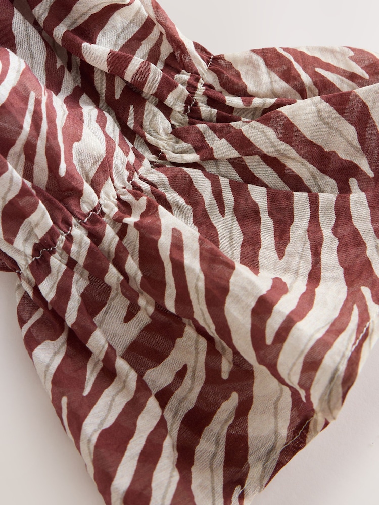Chocolate/Ecru Zebra Print Ruffle Detail Long Sleeve Blouse - Image 8 of 8