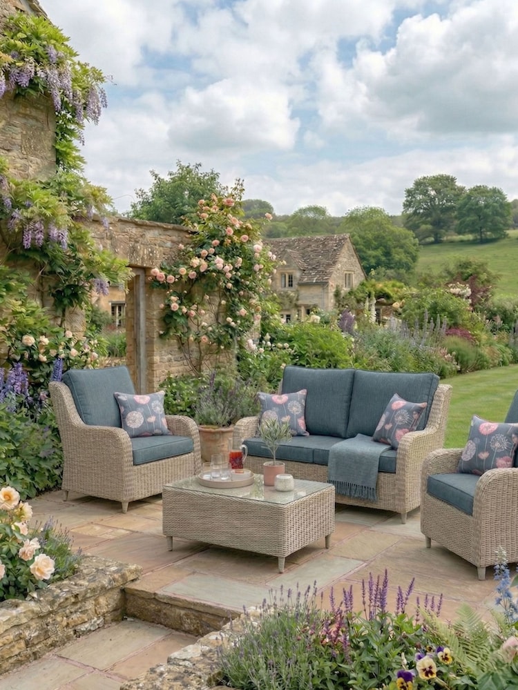 Daro Vintage Lace Cream Santorini Garden 4 Seat Lounging Set with Table - Image 1 of 6