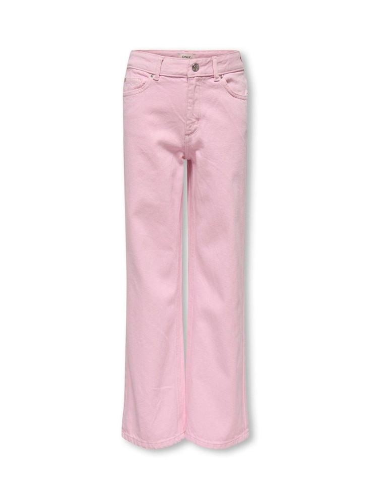 ONLY KIDS Pink Mid Waist Wide Leg Jeans In 100% Cotton - Image 1 of 5