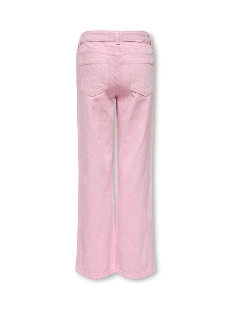 ONLY KIDS Pink Mid Waist Wide Leg Jeans In 100% Cotton - Image 2 of 5
