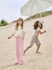 ONLY KIDS Pink Mid Waist Wide Leg Jeans In 100% Cotton - Image 4 of 5