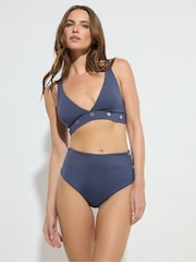 Star by Julien MacDonald Blue Popper Detail Plunge Bikini Top - Image 1 of 1