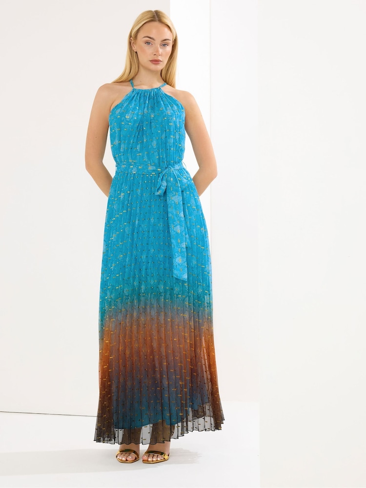 Star by Julien MacDonald Blue Snake Skin Halter Neck Dress - Image 1 of 5