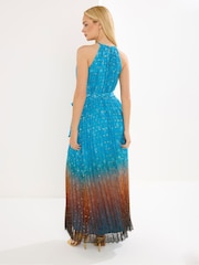 Star by Julien MacDonald Blue Snake Skin Halter Neck Dress - Image 3 of 5