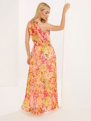 Star by Julien MacDonald Yellow Printed Halter Metallic Dress - Image 3 of 5